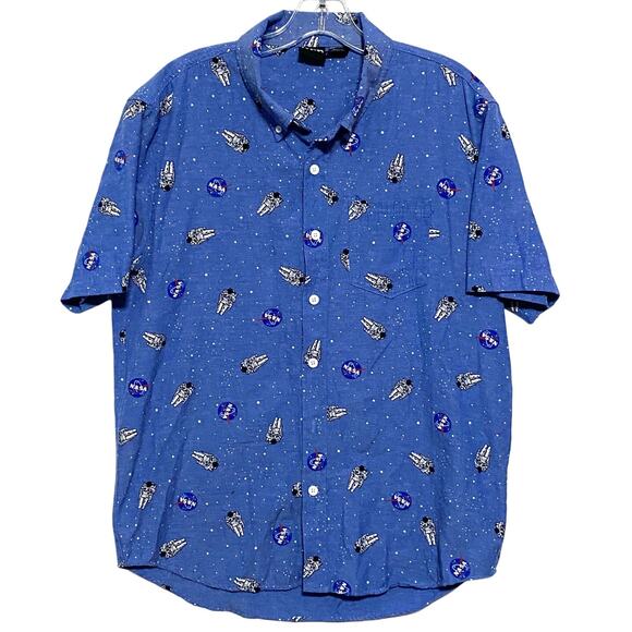 MAD Engine Other - NASA Space Astronaut Mad Engine Oxford Blue Button Shirt Mens M All Over Print